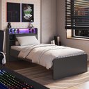 Ver imagem 1 de Cama de Solteiro Juvenil com LED e 1 Porta para Colchão 188x88cm Multimóveis Crart-CAM006 Grafite