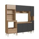 Ver imagem 2 de Cozinha Completa Modulada 4 Peças com Torre Quente para 2 Fornos e Paneleiro Veneza Modulada Cinza/Mel/Grafite