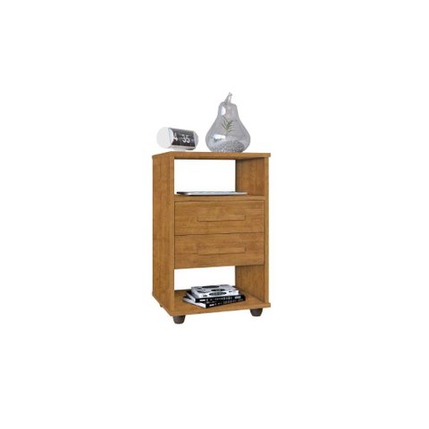 Mesa de Cabeceira Cie com Nicho 2 Gavetas Cor Ypê