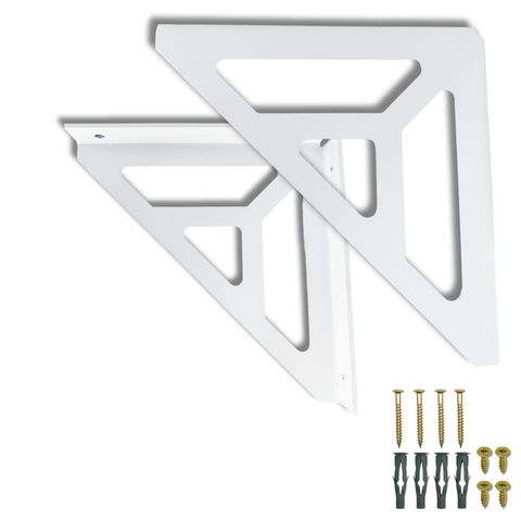 2 Suportes de Prateleira Vazados Aço Resistente Mão Francesa Estilo Moderno Decoração Versátil