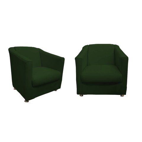 Kit 2 Poltronas Decorativa Biane Suede Verde Pés Cromado Ms Decor