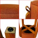 Ver imagem 7 de Puff Banqueta Redondo Zoe Linho Terracota Decorativo Base de Madeira - Arkell