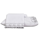 Ver imagem 3 de Lençol de Casal Bordado Ingles Toque de Seda 4 Peças - Branco/cinza