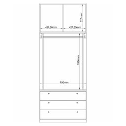Módulo Cabideiro 3 Gavetas e 2 Portas Guarda Roupa Closet Modulado Smart Tube - 4