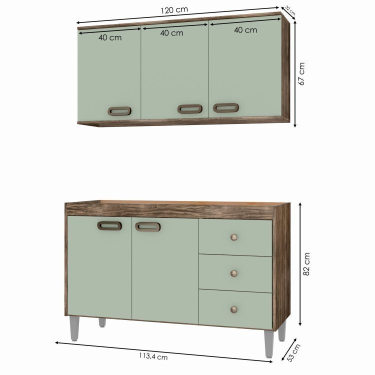 Cozinha Moderna e Compacta Armário Aéreo e Galpão 120cm Bréscia - 3