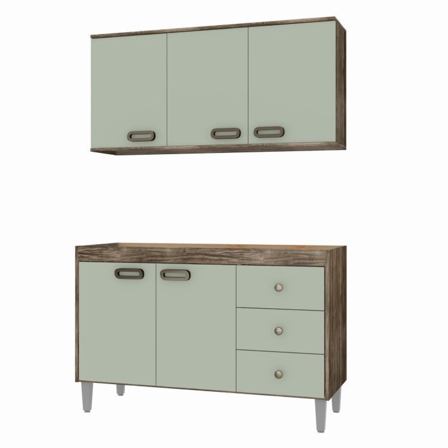 Cozinha Moderna e Compacta Armário Aéreo e Galpão 120cm Bréscia - 2