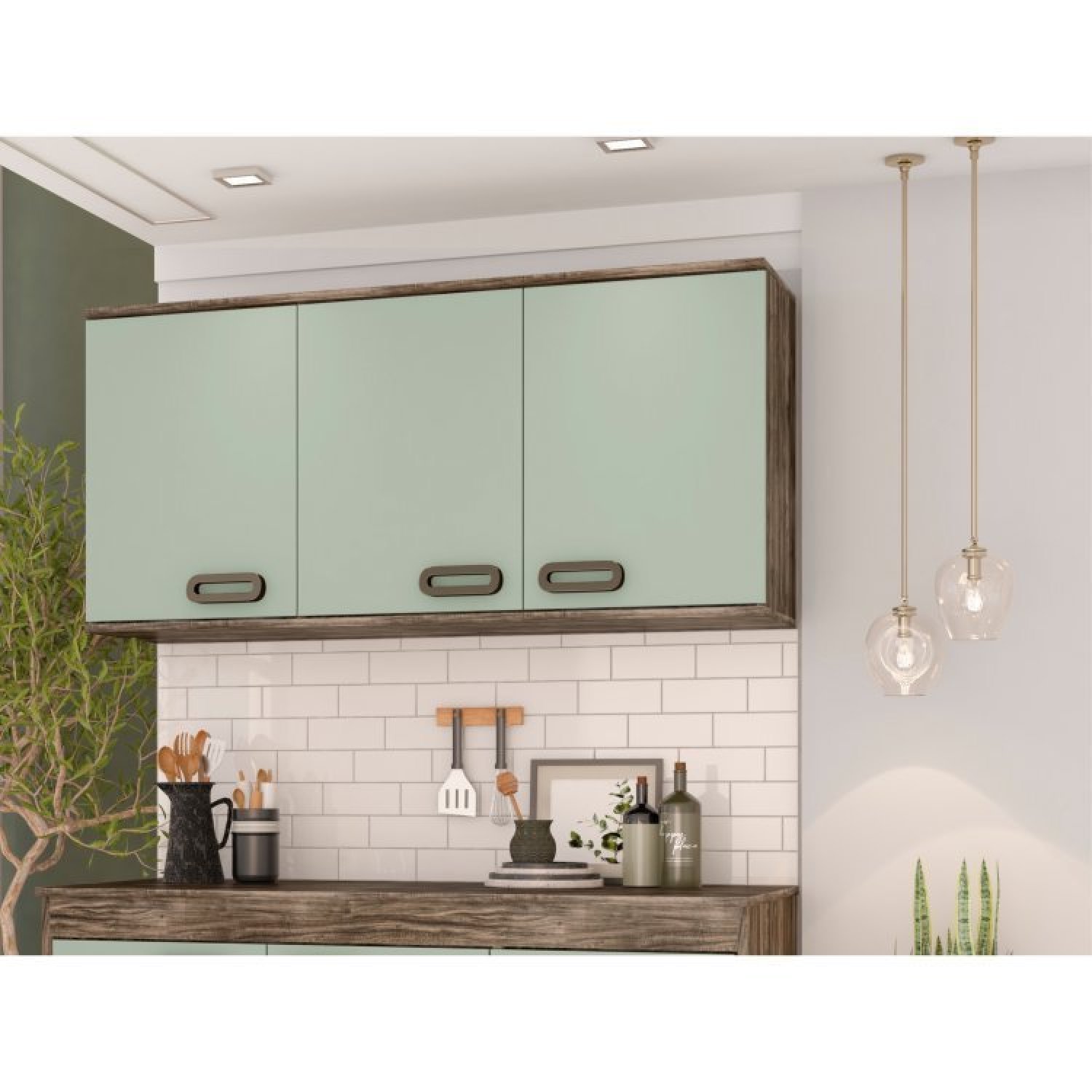 Cozinha Moderna e Compacta Armário Aéreo e Galpão 120cm Bréscia - 6