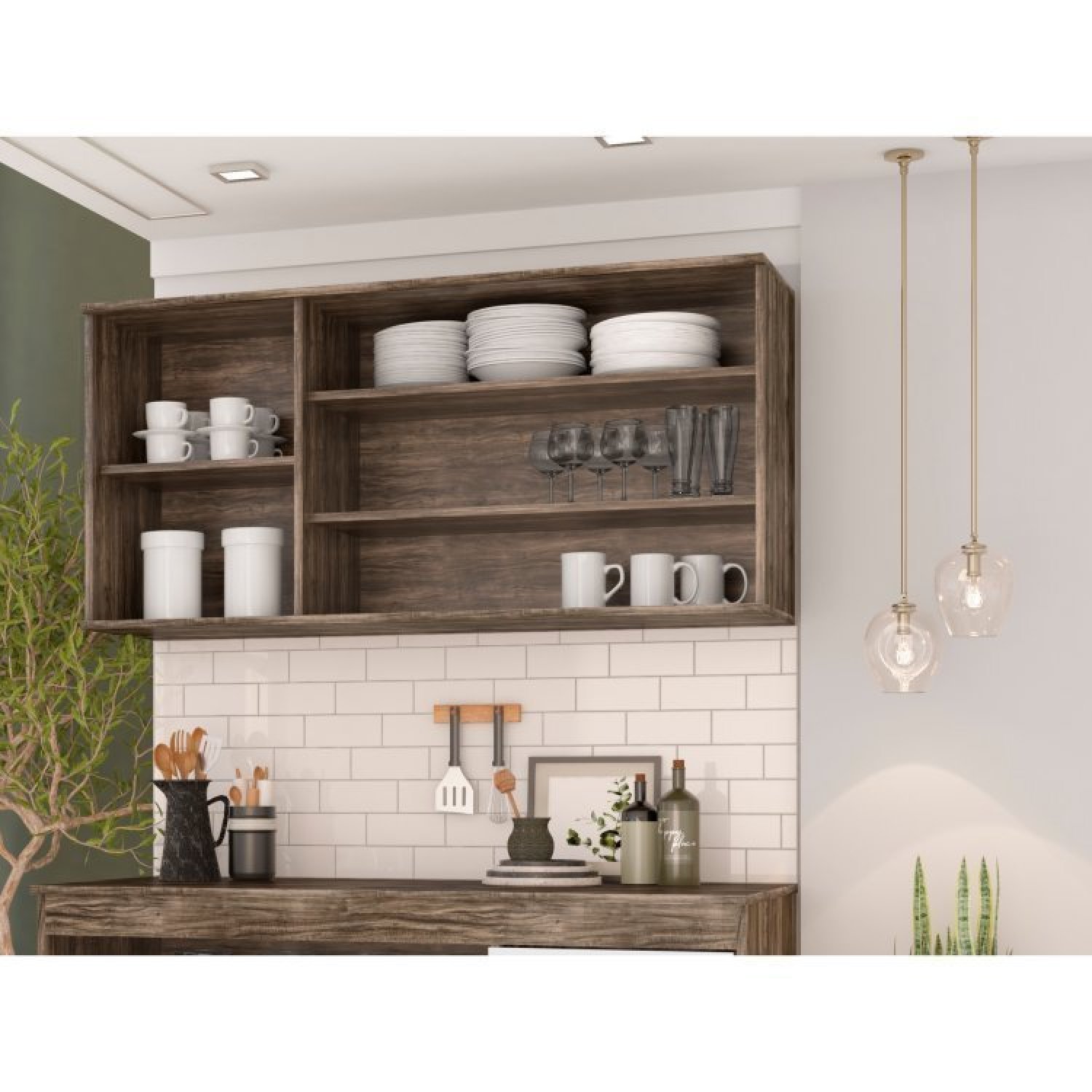 Cozinha Moderna e Compacta Armário Aéreo e Galpão 120cm Bréscia - 7