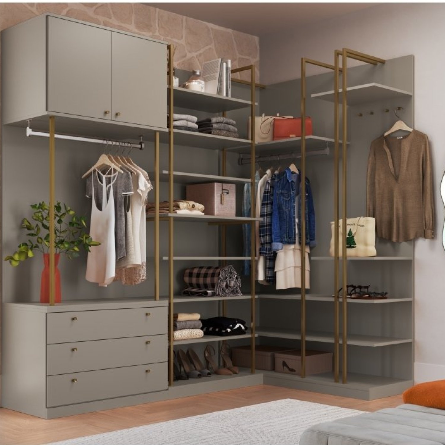 Módulo Prateleiras Guarda Roupa Closet Modulado | MadeiraMadeira