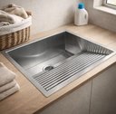 Ver imagem 3 de Tanque Cuba Aço Inox Escovado Lavanderia Profissional Grande 80x45 Cozix