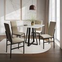 Ver imagem 1 de Conjunto de Jantar Mesa Mônaco Premium 90cm Branca com 4 Cadeiras Estofadas Bege