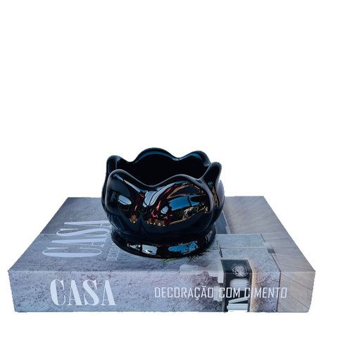Decoração Sala Quarto Livro Fake Casa + Vaso Cachepô Preto