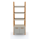 Ver imagem 3 de Estante Kisi Prateleiras Armário Mdf Nude e Madeira 180x65x45 Donna 0205epa02