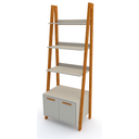 Ver imagem 4 de Estante Kisi Prateleiras Armário Mdf Nude e Madeira 180x65x45 Donna 0205epa02