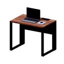 Ver imagem 5 de Mesa Escritório Plataforma 90cm 1 Cx de Tomada Pé Metal F5 Cor:nogal com Preto