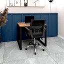Ver imagem 1 de Mesa Escritório Plataforma 90cm 1 Cx de Tomada Pé Metal F5 Cor:nogal com Preto
