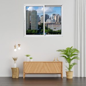 Janela Vitrô de Alumínio 2 Folhas 100 x 120cm Linha 25 Esquadrias Bergamo