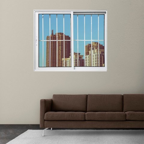 Janela Vitrô de Alumínio 2 Folhas 100 x 100cm Linha 25 com Grade Esquadrias Bergamo Branco