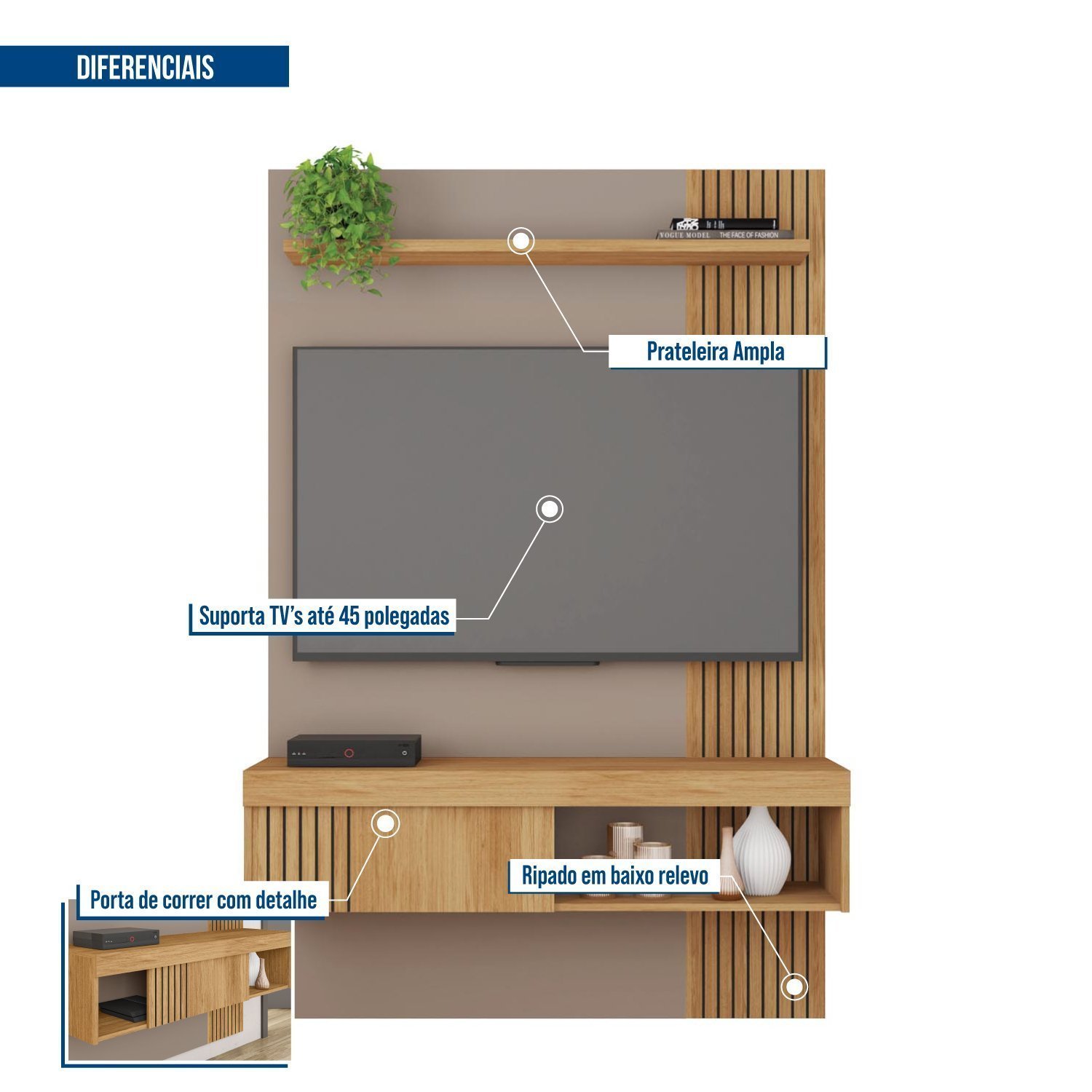 Painel para Tv até 50 Polegadas Safira - 2