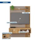 Ver imagem 3 de Painel Ripado para TV até 50 Polegadas 119,5CMX183CM Moon Marrom
