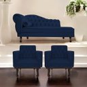 Ver imagem 2 de Kit Diva Recamier Diana 185cm Lado Direito e 02 Poltronas Classic Suede - Doce Sonho Móveis RECAMIER