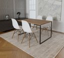 Ver imagem 1 de Mesa Industrial Base de Ferro Preto Tampo 137x90 Amêndoa 4 Cadeiras Eames Madeira Assento Branco