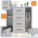 Ver imagem 6 de Cômoda 2 Portas 4 Gavetas Branco Fosco Kyra