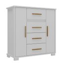 Ver imagem 3 de Cômoda 2 Portas 4 Gavetas Branco Fosco Kyra