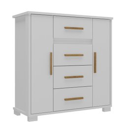 Cômoda 2 Portas 4 Gavetas Branco Fosco Kyra - 3 Cômoda 2 Portas 4 Gavetas Branco Fosco Kyra - 3