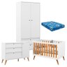Quarto de Bebê Retro Gold 2 Portas Branco Soft Freijó Eco Wood com Colchão e Trocador – Matic - 1