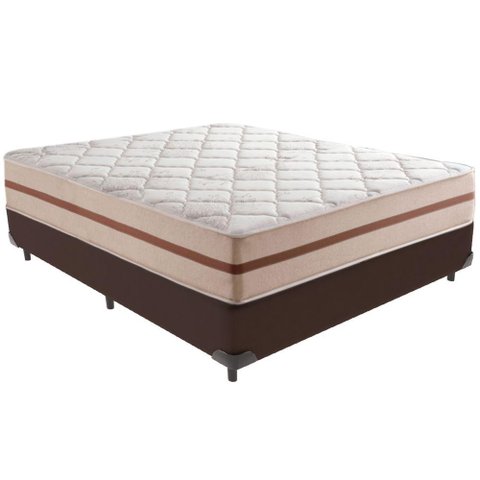 Cama Box Marrom e Colchão Classic 26 Cm Molas Ensacadas Casal Anjos