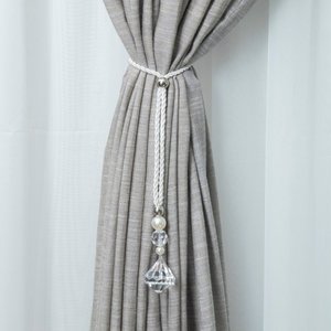 Kit 2 Peças Abraçadeira Prendedor de Cortina Cordão Branco Pingente Pedra