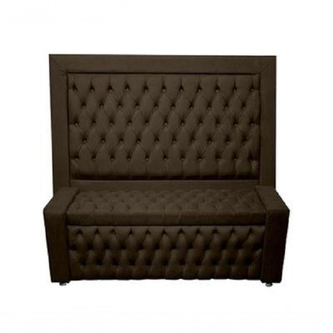 Kit Cabeceira de Cama Box e Calçadeira Baú Retro Capitonê Botão Encapados Casal 140 Cm Suede