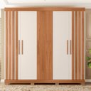 Ver imagem 2 de Guarda-Roupa Casal 5 Portas 2 Gavetas com Ripado Sophia Espresso Móveis Off White/Freijó