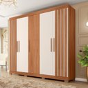 Ver imagem 1 de Guarda-Roupa Casal 5 Portas 2 Gavetas com Ripado Sophia Espresso Móveis Off White/Freijó