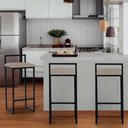 Ver imagem 2 de Kit 2 Banquetas Altas Bistô Bar em Aço Preto Assento Suede Bege