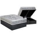 Ver imagem 1 de Cama Box Baú Queen: Colchão Molas Pocket Ensacadas Castor Super Luxo Látex Slx + Base Cinza(