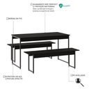 Ver imagem 5 de Mesa de Jantar com 2 Bancos Estilo Industrial Tub Preto Ônix / Est.preta