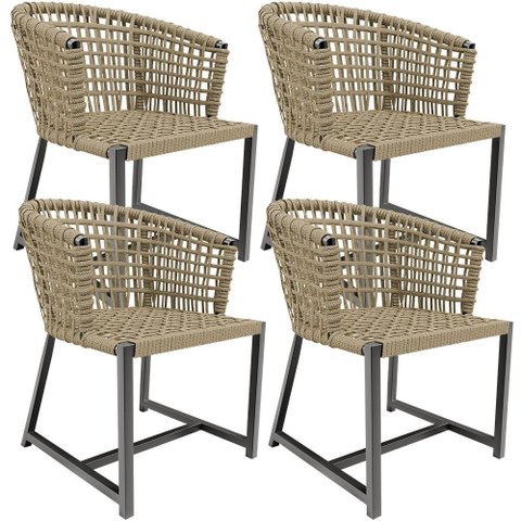 Kit 04 Cadeiras Decorativas Para Área Gourmet Cozinha Corda Náutica Belize D04 Bege - Lyam Decor