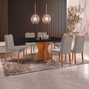Ver imagem 1 de Conjunto Sala de Jantar Mesa Madri160x90cm Tampo Retângular Vidro Preto com 6 Cadeir