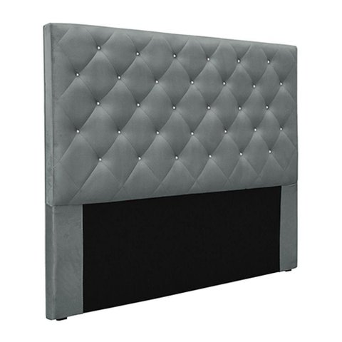 Cabeceira Estofada Tàzio King Size MDF-MDP Veludo Cinza 195cm Gran Belo
