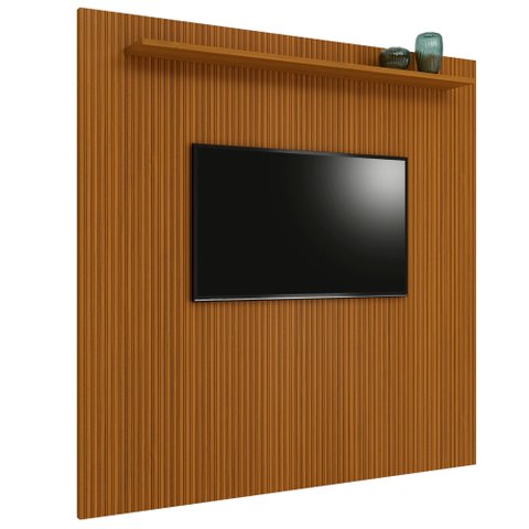 Painel para Tv até 75 Polegadas Ripado Impressão 3d Egeo com Prateleira 2,25m Cedro Edn
