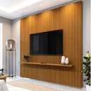 Ver imagem 1 de Painel para Tv até 75 Polegadas Ripado Impressão 3d Egeo com Prateleira 2,25m Cedro Edn