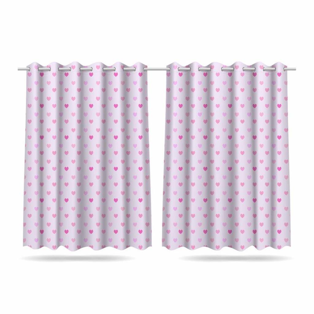 Cortina Infantil Quarto Menina Corações 2,60x1,50m Mod 01