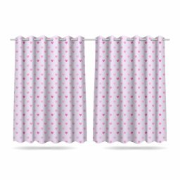 Cortina Infantil Quarto Menina Corações 2,60x1,50m Mod 01 - 1
