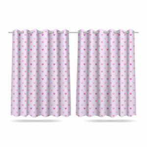 Cortina Infantil Quarto Menina Corações 2,60x1,50m Mod 01