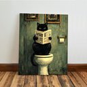 Ver imagem 5 de Kit 3 Quadro Decorativo Gato Banheiro Lavabo Toilette Verde Qualidade Premium Moderno 28x20cm