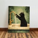 Ver imagem 6 de Kit 3 Quadro Decorativo Gato Banheiro Lavabo Toilette Verde Qualidade Premium Moderno 28x20cm