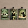 Kit 3 Quadro Decorativo Gato Banheiro Lavabo Toilette Verde Qualidade Premium Moderno 28x20cm - 2