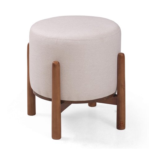 Puff Decorativo Multiuso Com Mesa Auxiliar Orion - Linho Nude